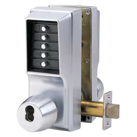 Push Button Lockset,Satin Chrome,Lever