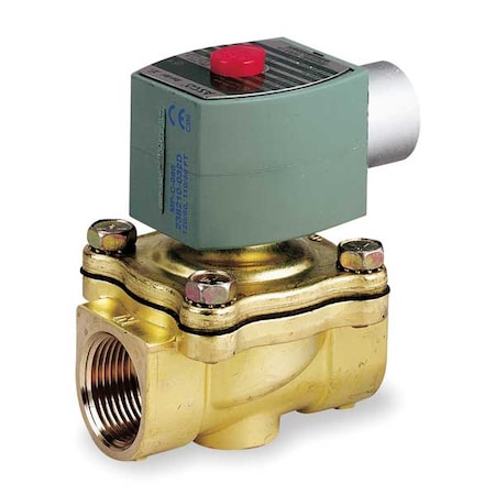 Solenoid Valve, 2-Way, 2-Position, Normally Closed, 3/4 in Pipe Size, 24V DC, High Flow, Brass, NBR