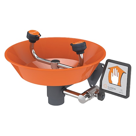 Plumbed Eyewash, Wall Mount, Plumbed, 7 in H., 15 2/3 in W