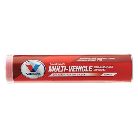 Grease, 14.1 oz Tube, 14.8 cSt Viscosity (SUS at 100 F), 2, Lithium, Red