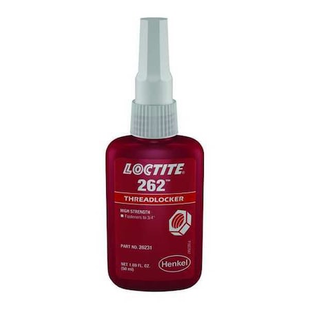 Threadlocker, LOCTITE 262, Red, High Strength, Liquid, 250 mL Bottle