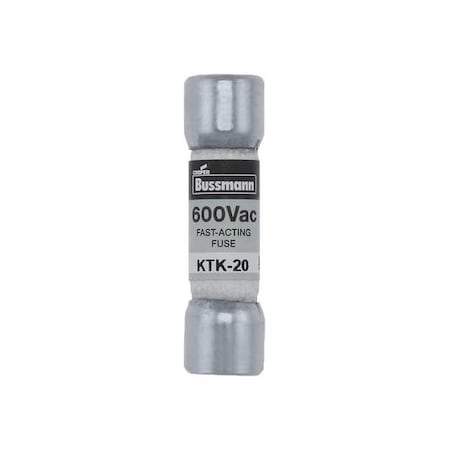 Midget Fuse, Fast-Acting, 20A, 600V AC, Non-Indicating, 100kA at 600V AC