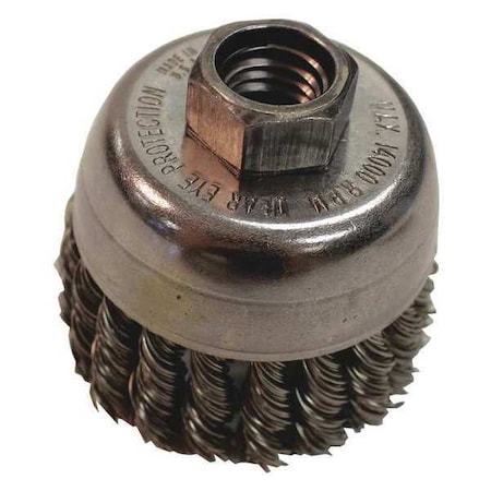 2-3/4" Knot Wire Cup Brush, Stainless, 5/8"-11