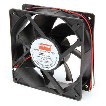Axial Fan, Square, 24V DC, - Phase, PBT Plastic, 4 11/16 in W.