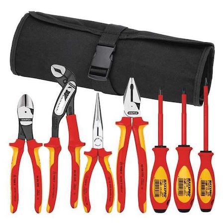 Insulated Tool Set,Tool Roll,7-Pc