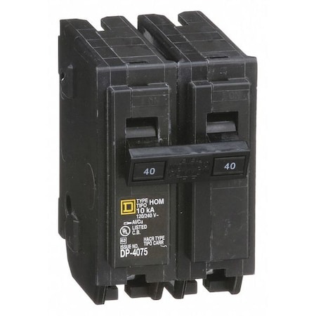 Miniature Circuit Breaker, HOMELINE Series, 40A, 2 Pole, 240V AC, 10kA at 240V AC