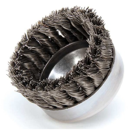 Knot Wire Cup Wire Brush, Threaded Arbor, 4"