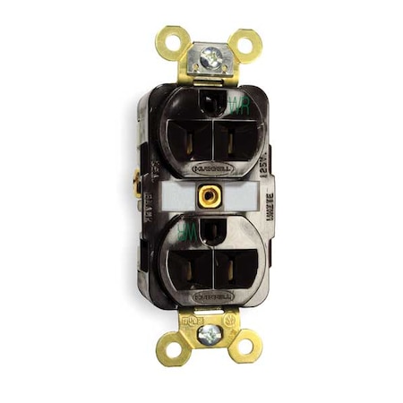 Straight Blade Receptacle, 5-15R, 15 A, 125V AC, 2 Pole, 3 Wire, Flush Mount, Grounded