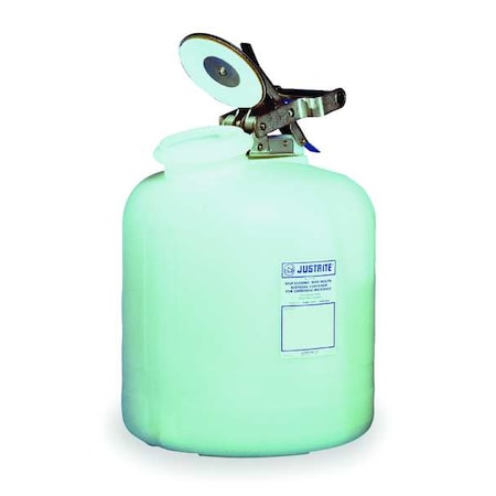 Liquid Disposal Safety Can, Polyethylene, 5 gal, Wide-Mouth, White, for Corrosives/Acids