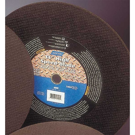 Abrasive Cut-Off Wheel, Type 1, 14 in Dia, 0.125 in Thick, 1 in, 20 mm Arbor Hole Size, 24 Grit