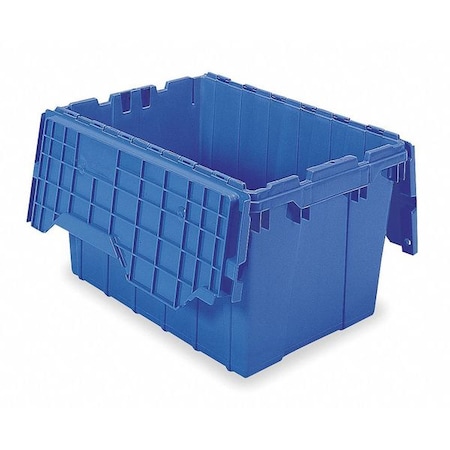 Attached Lid Container, 12 gal Volume Cap., 21 1/2 in L, 15 1/4 in W, 12 1/2 in H, Blue