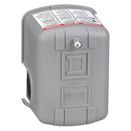 Pressure Switch, Standard/Reverse, DPST, 1 Ports, 1/4" FNPS, 4 to 25 psi Range, Polypropylene