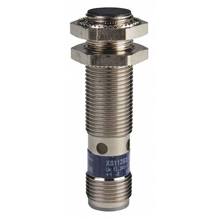 Cylindrical, Inductive Proximity Sensor, 17 mm Dia., Brass, M12, 3 Wires, Shielded