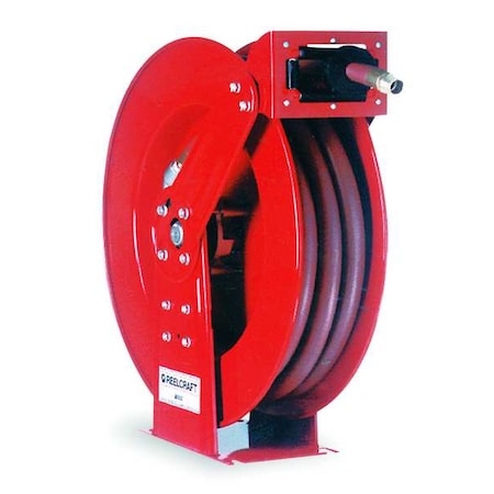 Spring Return Hose Reel, 3/4 in Hose Diameter, 50 ft Length, 250 psi Max. Pressure, Red