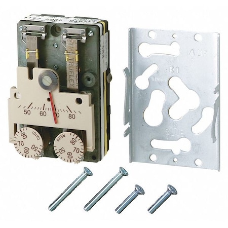 Pneumatic Thermostat, Dual Temperature, Heating and Cooling, 2 Pipe, Vertical, 5/32 in Barb