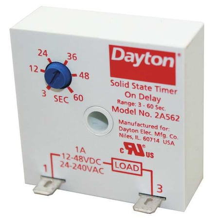 Single Function Encapsulated Timing Relay, Square, On Delay, 1 Functions 240V DC, SPST-NO