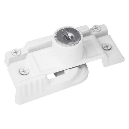 Keyed Child-Proof Sash Lock, 2-1/4 in. Hole Centers, Diecast Zinc, Painted White (Single Pack)