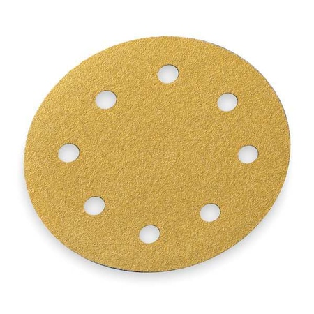 Hook-and-Loop Sanding Disc, 5" Dia, 8 Hole, Aluminum Oxide, P220 Grit, Coated Type, A296
