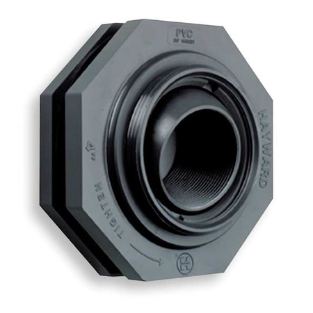 Bulkhead Tank Fitting, Self-Aligning, 2", PVC/EPDM, FPT x FPT