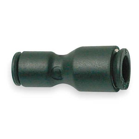 Push-Fit Union Fitting, 1/8 in x 1/4 in Tube Size, Fiberglass-Reinforced Nylon, Black, 10 PK