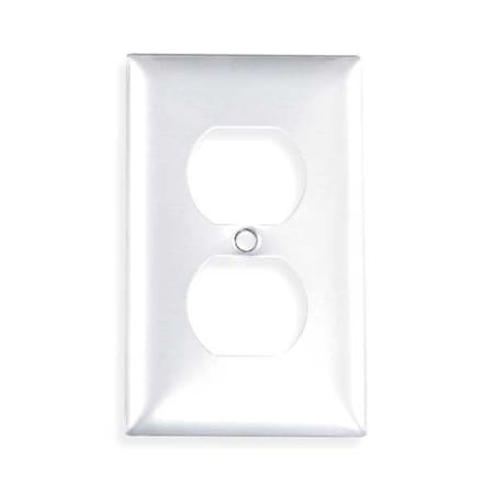 Duplex Receptacle Wall Plates, Number of Gangs: 1 Aluminum, Brushed Finish, Silver