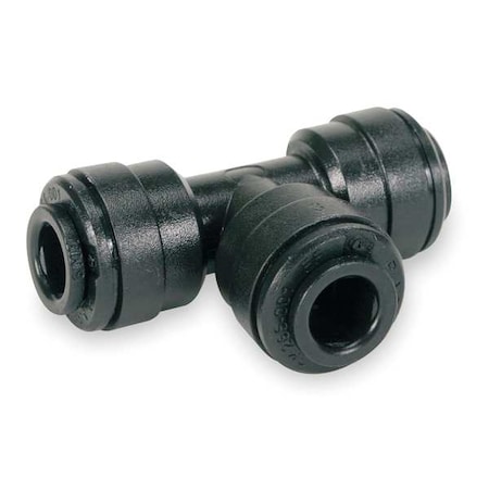 Push-Fit Tee Fitting, 13/32 in Tube Size, Acetal, Black, 10 PK