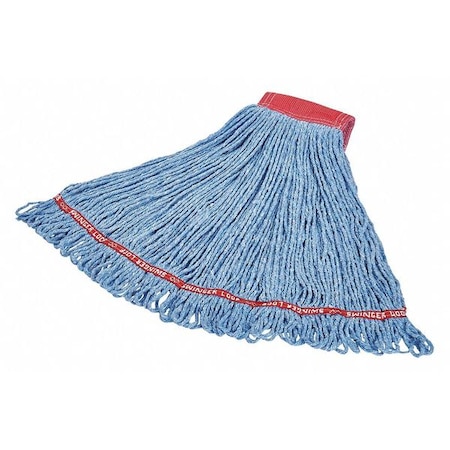 5 in String Wet Mop, 28 oz Dry Wt, Side Gate Connection, Looped-End, Blue, Cotton/Rayon/Polyester