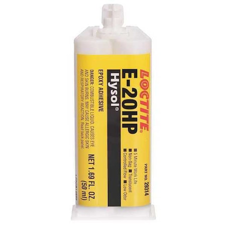 Epoxy Adhesive, E-20HP Series, Tan, Syringe, 2:01 Mix Ratio, 2 hr Functional Cure