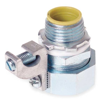 Conduit Fitting Connector, 1-1/2 in, Liquid-Tight, Steel, Electro Zinc Plated, Gray
