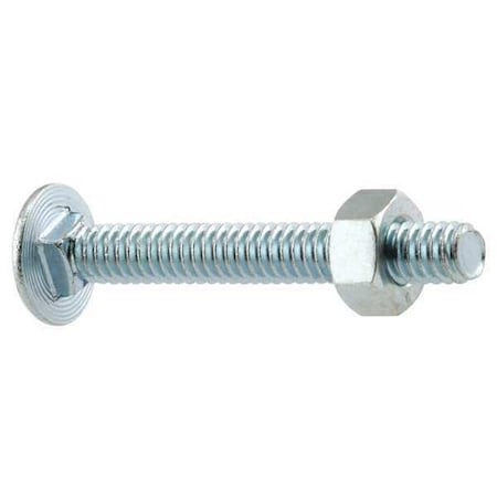 Carriage Bolt, Square Neck, 1/4"-20, 1-7/8 in L, 18-8 Stainless Steel, Not Graded, Plain, 12 PK