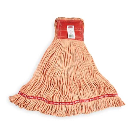 5 in String Wet Mop, 28 oz Dry Wt, Side Gate Connection, Looped-End, Orange, Cotton/Synthetic