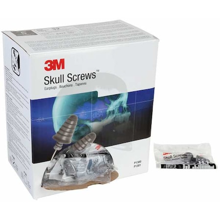 Skull Screws Reusable Foam Ear Plugs, Cone Shape, 32 dB, Gray, 120 PK
