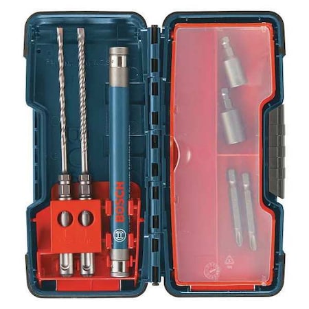 2-Cutter Hammer Drill Bit Set 5/32", 3/16", No 2, No 3, 1/4", 5/16" SDS Plus