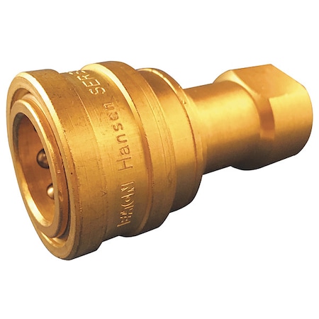 Hydraulic Quick Connect Hose Coupling, Brass Body, Push-to-Connect Lock, 1/2"-14 Thread Size