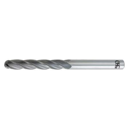 Ball End Mill,3" L,3/16" Shank dia.