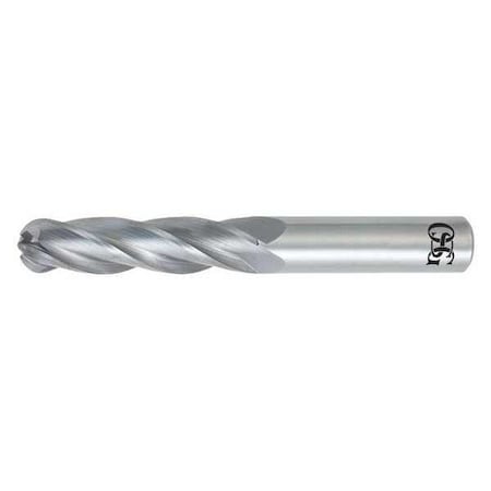 Ball End Mill,4" L,1/2" Shank dia.