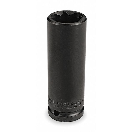 1/2 in Drive Impact Socket 9/16 in Size 8 pt Deep Depth, Black Oxide