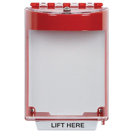 Pull Station Cover w/Horn, Polycarbonate, Surface Mount, 5 1/2 in W x 8 1/8 in H x 4 in D, Red