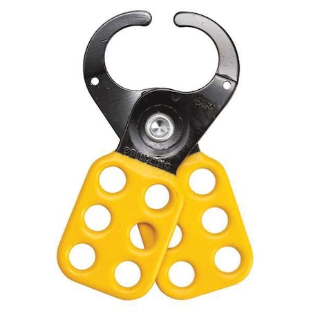 Lockout Hasp, Yellow, Steel, 6 Max. No. of Padlocks, 47/100 in Max. Shackle Dia.