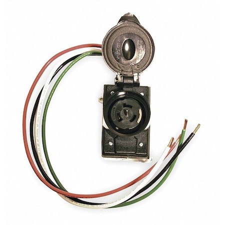 Prewired Receptacle,125/250V,Bare Wire