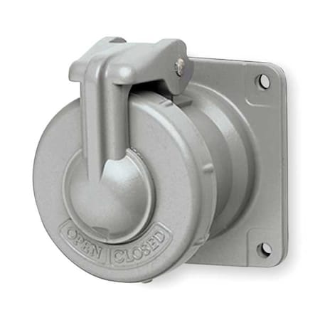 Pin & Sleeve Receptacle, 30 A, 600V AC/250V DC, Three Phase, 4 Pole, Style 1 Grounding, Gray