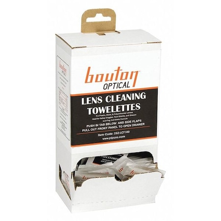 Lens Cleaning Towelette Dispenser, Pre-Moistened, Non-Silicone, 100 Wipe Count, PK100