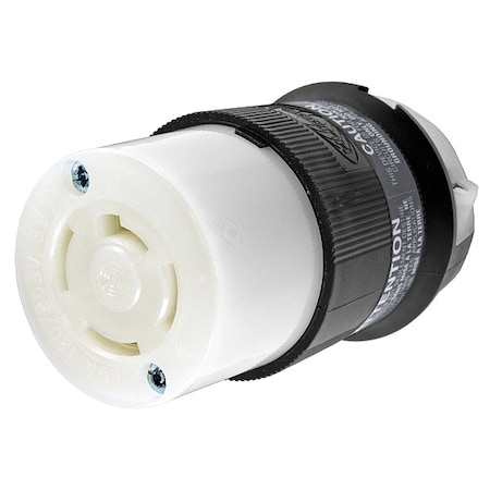Locking Connector, Non-NEMA, 20 A, 120/208V AC, Three Phase, 4 Pole, Screw Terminals, Black, White