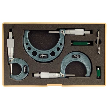 Micrometer Set,0-3 In,0.001 In,3Pc