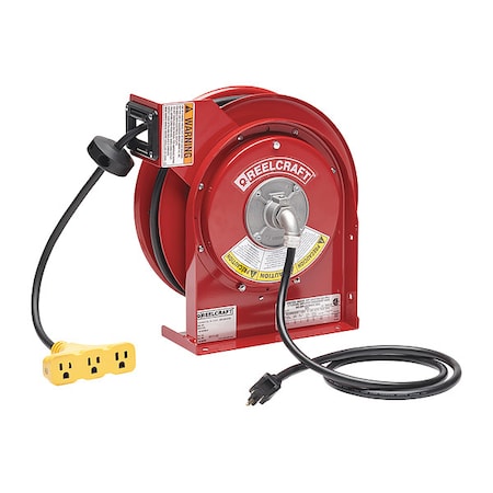 Power Cord Reel with 45 ft. Cord 3-Outlet 12/3