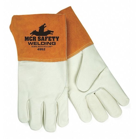Red Ram Welding Gloves, Gauntlet Cuff, Wing Thumb, Standard Goatskin, XL, 12 PK