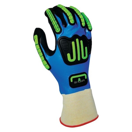 Impact Coated Gloves, Foam Nitrile, Sandy, Palm, Not Rated Abrasion Level, White, XL 1 PR