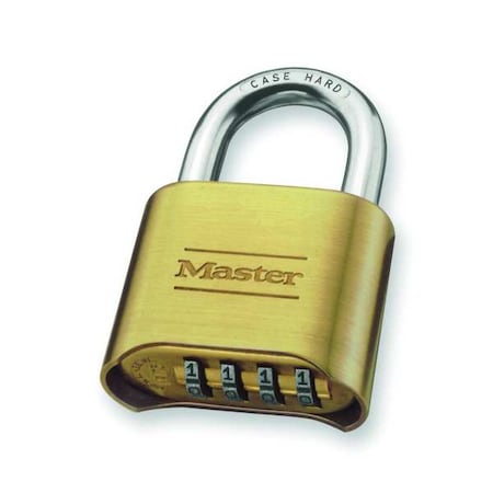 Combination Padlock, Body Height 1 1/2 in, Body Material Brass, 4 Dials
