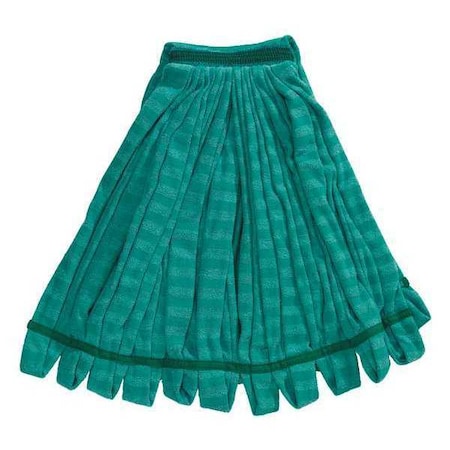 1 in Tube Wet Mop, Slide On Connection, Looped-End, Green, Microfiber