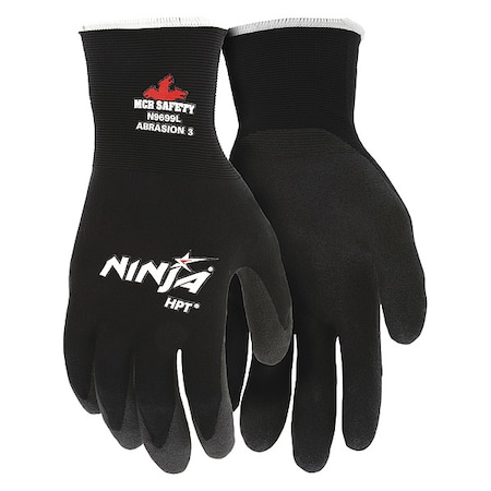Coated Gloves, HPT, Smooth, Palm, 3 Abrasion Level, Black, XL (10) 12 PK